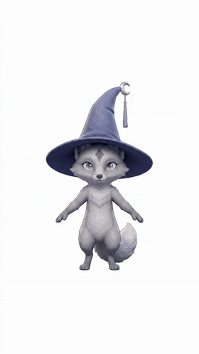 360° turntable of the fox wizard character — locked camera, full rotation